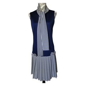 Vintage Union Made Mod Nautical 60's Sleeveless Drop Waist Dress